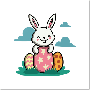 Easter Bunny Rabbit With Easter Eggs | Holidays Posters and Art